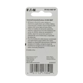 Bussmann (BP/AGU-50GP-RP) Gold Plated 50 Amp Fast Acting AGU Fuse, (Pack of 2)