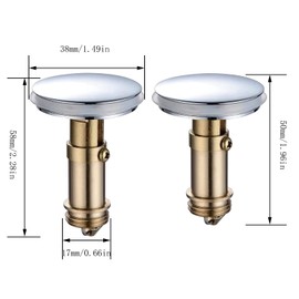Bathroom Push Drain Stopper Plugs, 38 mm Pop Up Sink Plugs Solid Brass Chrome Plating Pop-up Stopper for Kitchen Sink Bathroom