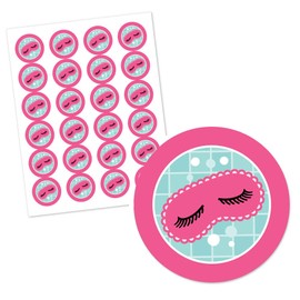 Big Dot of Happiness Spa Day - Girls Makeup Party Circle Sticker Labels - 24 Count