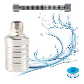 GAESHOW Automatic Float Valve, Water Level Control Valve, 304 Stainless Steel Float Valve with 30 cm Corrugated Pipe, Water Level Control Valve for Pools, Water Towers, Water Tanks (3/4 Inch Top)