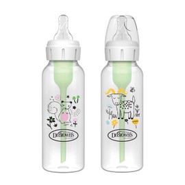 Dr. Brown’s Natural Flow® Anti-Colic Options+™ Narrow Baby Bottle, 8 oz/250 ml, Squirrel and Goat, 2 pack