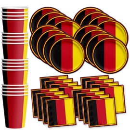 Germany German Flag Birthday Party Supplies Set Plates Napkins Cups Tableware Kit for 16