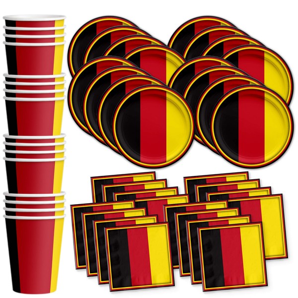 Germany German Flag Birthday Party Supplies Set Plates Napkins Cups Tableware Kit for 16