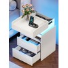 Turosur LED Night Stand with Gun Drawer, Smart Nightstand with