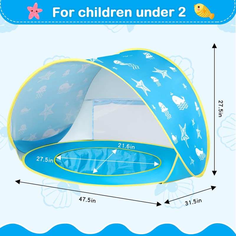 Monobeach Baby Beach Tent Ocean Pop Up Portable Shade Pool