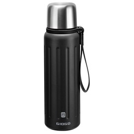 Vacuum Insulated Thermo Flasks with Cup 800ml/27oz Stainless Steel Thermo Bottles for Cold and Hot Drinks Water Coffee Flask with Cup (Black,800ml)