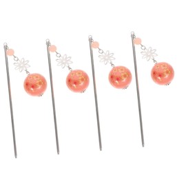 Minkissy 4pcs Japanese Style Cherry Blossom Hairpin Traditional Hair Accessories for Women and Girls for Parties Ceremonies and Daily Wear Smooth Edges for Hair Elegant Design for Cosplay