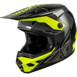 FLY Racing Kinetic Crest MX Helmet – ECE/DOT Approved, Lightweight Polycarbonate Shell, Advanced Protective Motocross Gear - (Grey/Black/Hi-Vis Yellow, Medium)