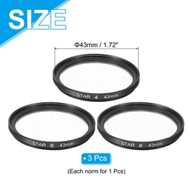 sourcing map 43mm Star Lens Filter, 1 Set Starburst Lens Filter 4 Points 6 Points 8 Points Star Camera Lens Filter for Night Scenery Glassworks