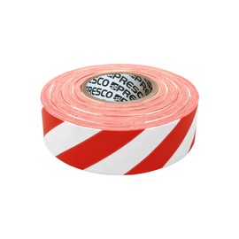 Presco SWR 1-3/16" x 300' White/Red Stripe PVC Flagging Tape, 3.75" Height, 1.18" Wide, 3.75" Length