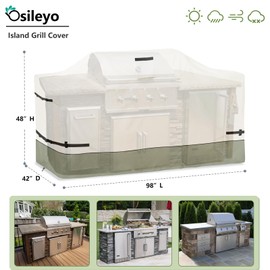 Osileyo 98 Inch Island Grill Cover - 600D Heavy Duty Waterproof All Weather Protection Outdoor Cover,Beige&Grayish Green