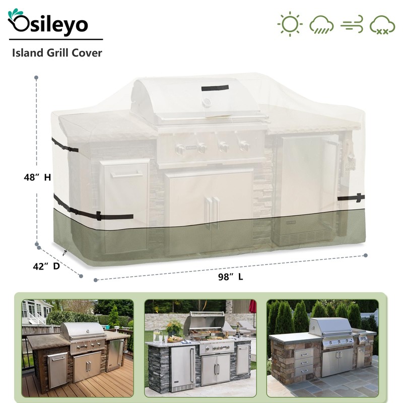 Osileyo 98 Inch Island Grill Cover - 600D Heavy Duty