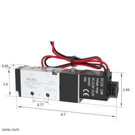 HNJPC Pneumatic solenoid valve 4V210-08 2position 5way 12V/24V/110V/220V cylinder reversing valve Single Coil Pilot-Operated electric valve 220V electromagnetic control valve (Out of line/DC12V)