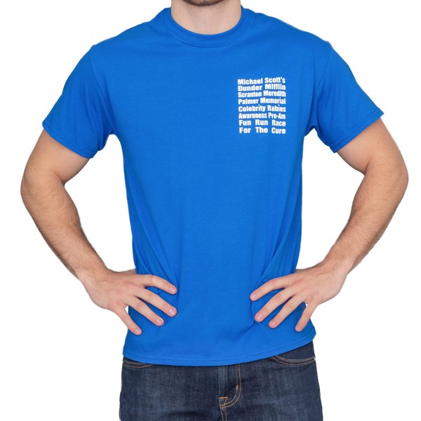 The Office Michael Scott's Fun Run Race Blue T-Shirt Tee,