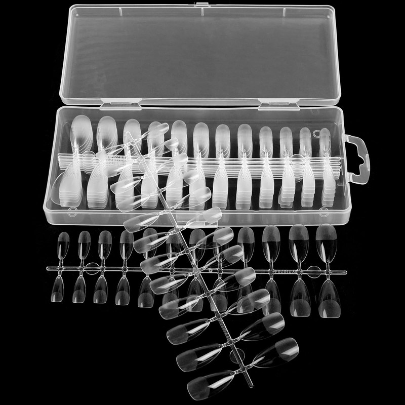 Fingooo Nail Tips, Transparent, 240 Pieces, Long, Ultra Thin, Clear,