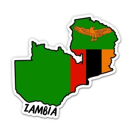 Squiddy Zambia Map with Flag - Vinyl Sticker Decal for Phone, Laptop, Water Bottle - 3"
