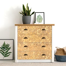 CanaanTree Peel and Stick Cork Wallpaper,16.5"x118.1", Self-Adhesive Cork Liner Inlaid with Golden Foil, Perfect Use as Shelf Liner for Drawer and Cabinet (Ancient Glory)