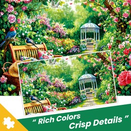 300 Piece Puzzle for Adult,Beautiful Spring Garden Puzzle for Kids Adult Seniors,Cute Squirrel Bird Jigsaw Puzzle for Kids Ages 8-10 10-12,Challenging Family Game Gift for Friends Men Women,20.5*15 In