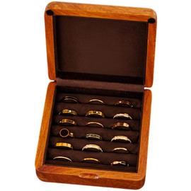 LIBOLXSP Jewelry Case Solid Wood Jewelry Organizer Box for Multiple Rings Cufflinks Earrings Portable Travel Storage Rings Case Wooden Holders Vintage Gift for Women Valentine Mother's Day Idea