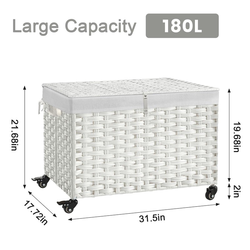 Rolling Storage Basket with Lid, 47.6 Gallon (180L) Storage Bin