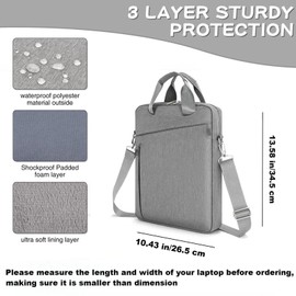 MicaYoung Laptop Bag Notebook Computer Bag Compatible with 14 Inch MacBook Pro M4 M3 M2 M1 (2024-2021)/13.6 Inch MacBook Air M4 M3 M2, Lightweight Waterproof Multi Pocket Shoulder Bag, Grey