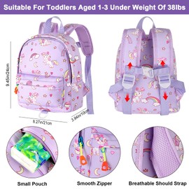 Accmor Toddler Harness Backpack Leash, Baby Unicorn Backpacks with Anti Lost Wrist Link, Cute Mini Child Harness Leashes for Walking, Keep Kids Close Back Pack Rope Tether Rein for Boys Girls (Purple)