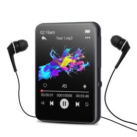 32GB MP3 Player with Bluetooth 5.0,2.4-inch TFT Full Touchscreen MP3 & MP4 Player with FM Radio, Recorder, Built-in Speaker for Walking and Running, Support up to 128GB TF Card