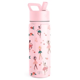 Simple Modern Kids Water Bottle with Straw Lid | Insulated Stainless Steel Reusable Tumbler for Toddlers, Girls | Summit Collection | 18oz, Pink Ballerina
