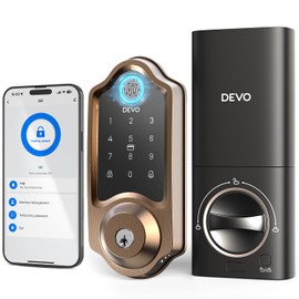 Devo G8 Smart Lock, Fingerprint Door Lock with Code, 6-in-1 Keyless Entry Door Lock, Smart Locks for Front Door, Built-in WiFi Deadbolt, App Remote Control, Touchscreen Keypad, 8 Months Battery
