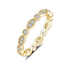 IMOLOVE Moissanite Wedding Band Wedding Rings for Women Evil Eye Shaped 925 Sterling Silver Rings with 18K Yellow gold Plated Eternity Stackable Engagement Ring Anniversary Band Size 7