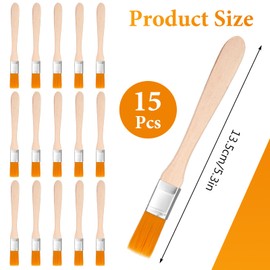 Amabro 15Pcs Paint Brush, Flat Brushes with Wooden Handle Small Nylon Paint Brush Acrylic Paint Brushes for DIY Art Decorating Watercolor Oil Gouache Wooden Paint Draw Clean Dust Glue Tools