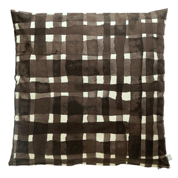Quarter Report Cotton Linen Fabric Zabuton (Zabuton) Cover, Savy, Black, Approx. 21.7 x 23.2 inches (55 x 59 cm), Meisenban, Scandinavian Style, Checkered Pattern [Made in Japan]