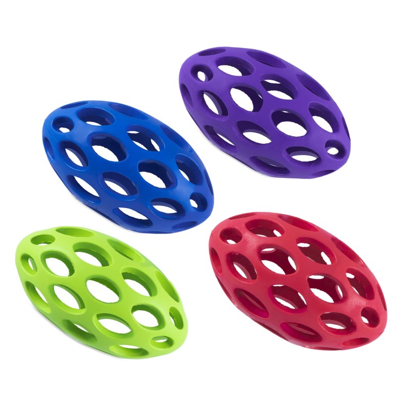 JW Pet Hol-ee Football Dog Toy Puzzle Ball, Natural Rubber,