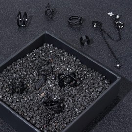 MILACOLATO Pack of 16 Ear Cuff Earrings with Chain Earrings Helix Cartilage Clip On Wrap Earrings Adjustable Cuffs Non-Penetrating Cartilage Adjustable Ear Cuffs Ear Cuff Set for Women, Brass