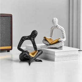 Home Decor Pulp Reading Thinker Statue Aesthetic Sculpture Room Decor Modern Abstract Decoration on Shelf Table Desk for Living Room Office Bedroom (Black)