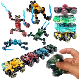 Pack of 4 Fidget Robots Pinner Robot Toy Fidget Toys Deformable Robot Spinner Toy Party Bag Children's Birthday Party Favours Birthday Party Give Aways Children's Birthday Party