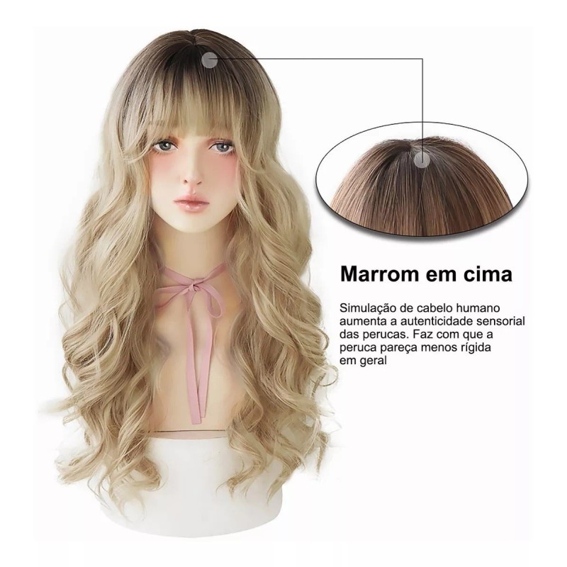 Jorla Peluca Mujer Pelo Largo Y Rizado Rubio Natural Con
