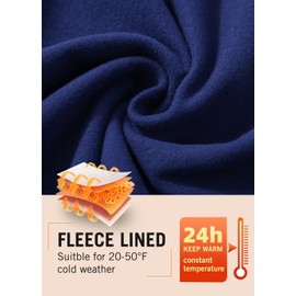 baleaf Women's Fleece Lined Leggings Petite Thermal Winter Warm High Waisted Thick 7/8 Yoga Pants with Pockets Blue M