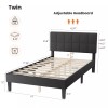 OLIXIS Bed Frame with Headboard Sturdy Slats Support Noise Free