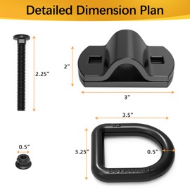 6 Pcs 1/2" Heavy Duty Bolt-On Forged D Rings, 12000Lbs Break Strength Tie Down Anchors D Rings for Trailers, Trucks, Vans,Trucks, and Cargo,with Screws & Bolts