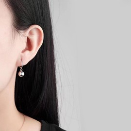 KOFISNI Sterling Silver Drop Ball Earrings for Women Girls 18k Gold Plated Small Round Balls hoop Earring Leverback Dangle Drop Earrings Fashion Hypoallergenic Jewelry., Brass, No Gemstone