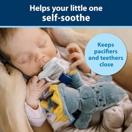 Dr. Brown's Baby Lovey Pacifier and Teether Holder, Triceratops with Gray HappyPaci, 100% Silicone, 0-6m (Packaging May Vary)