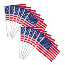 Sosoport 2sets American Flags Hand Waving Mini Usa Flag 14x21cm Lightweight Portable 12pcs*2
