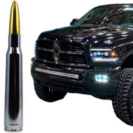 VMS CHROME BULLET ANTENNA WITH GOLD TIP FOR DODGE RAM FITS ALL SCREW ON ANTENNAS