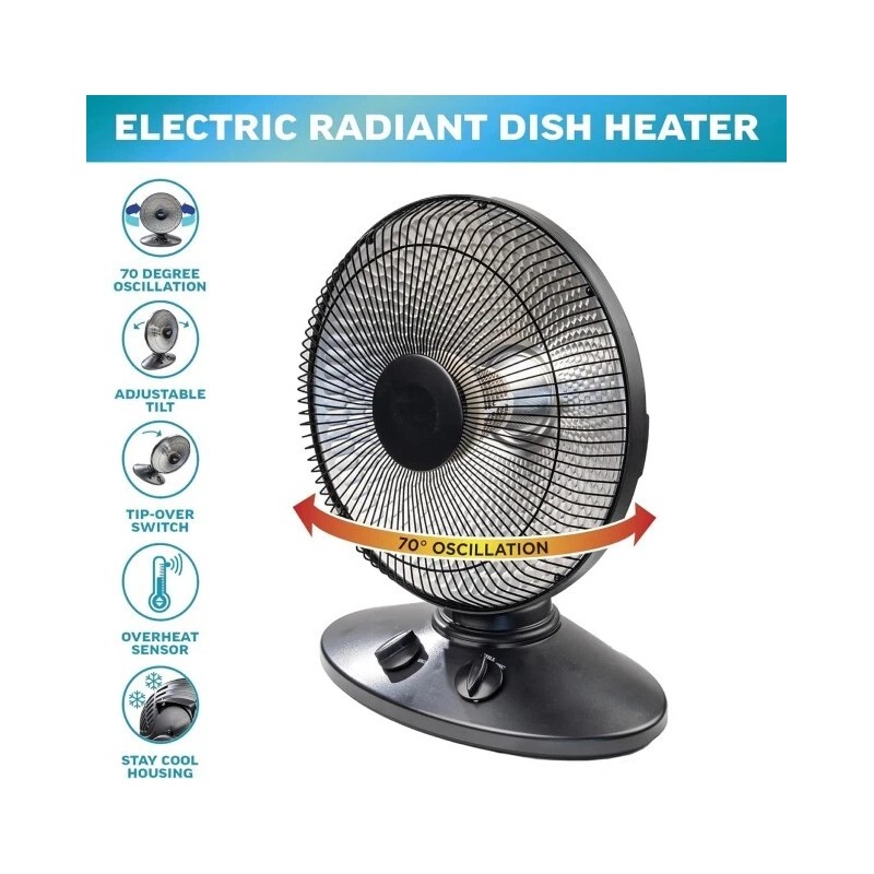 EZ Heat 1000 Watt Oscillating Parabolic Dish Heater 32565 BFGD-8C