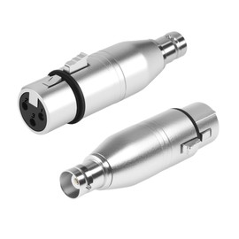 QINJOOELC XLR to BNC Adapter XLR 3 Pin Female to BNC Female Coaxial Analog Video Connector Conversion Extender for Microphone Amplifiers, Speakers, Mixing Console, RF, Audio, Camera (2 Pack)