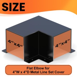 GCGOODS Flat Elbow for 4" W x 4" D Metal Line Set Cover, Decorative Lineset Cover Parts Accessories for Ductless Mini Split Air Conditioners, Central AC and Heat Pumps, Black