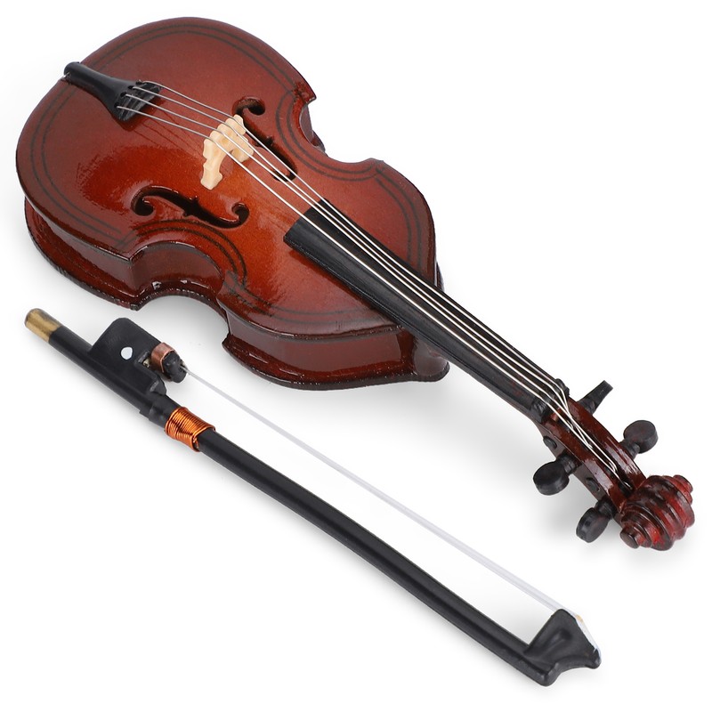 Mini Bass Ornaments Wooden Small Musical Instrument Model Home Decoration