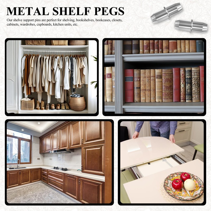 Mebamce 12 PCS Replacement Shelf Support Pins, 5mm Metal Shelf