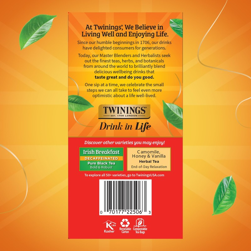 Twinings Decaffeinated English Breakfast Black Tea Bags, 50 Count (Pack